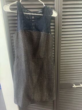 The Limited Black Lace and Metallic Tweed Midi Dress